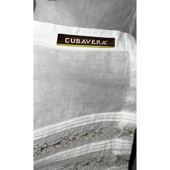 Cubavera Men's XL White Button Up Shirt Short Sleeve Linen Cotton - Picture 9 of 11